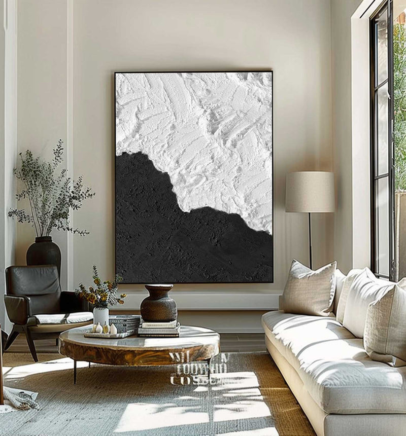 Black and white Abstract art Black and white Painting Black and white wall art Black and white 3D textured wall art