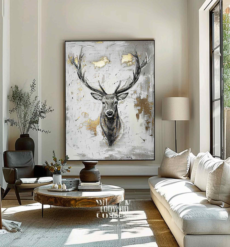 Large Animals Paintings Deer wall decor Deer Canvas Wall Art Deer Abstract Painting Deer Wall Art