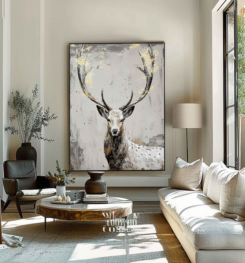 Large Animals Paintings Deer wall decor Deer Canvas Wall Art Deer Abstract Painting Deer Wall Art