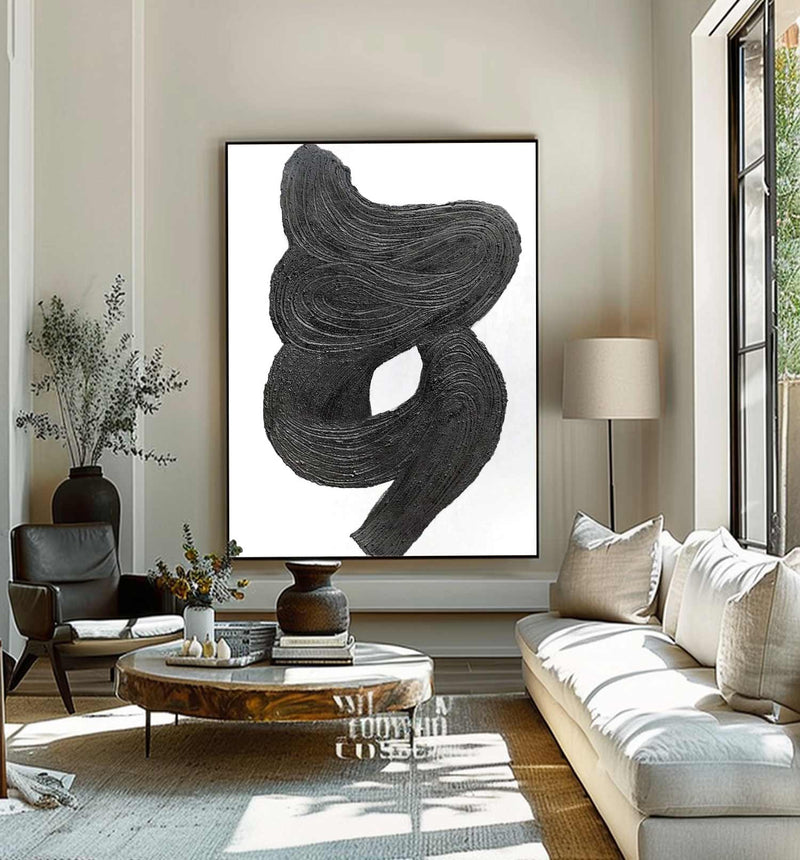 Black and white Painting Black and white wall art Black and white 3D textured wall art