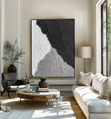 Large Black and white Abstract Painting Black and white wall art Black and white 3D Textured Painting