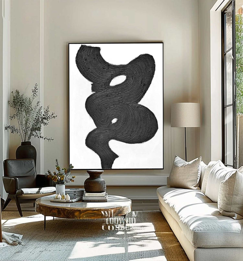 Black and white Painting Black and white wall art Black and white 3D textured wall art