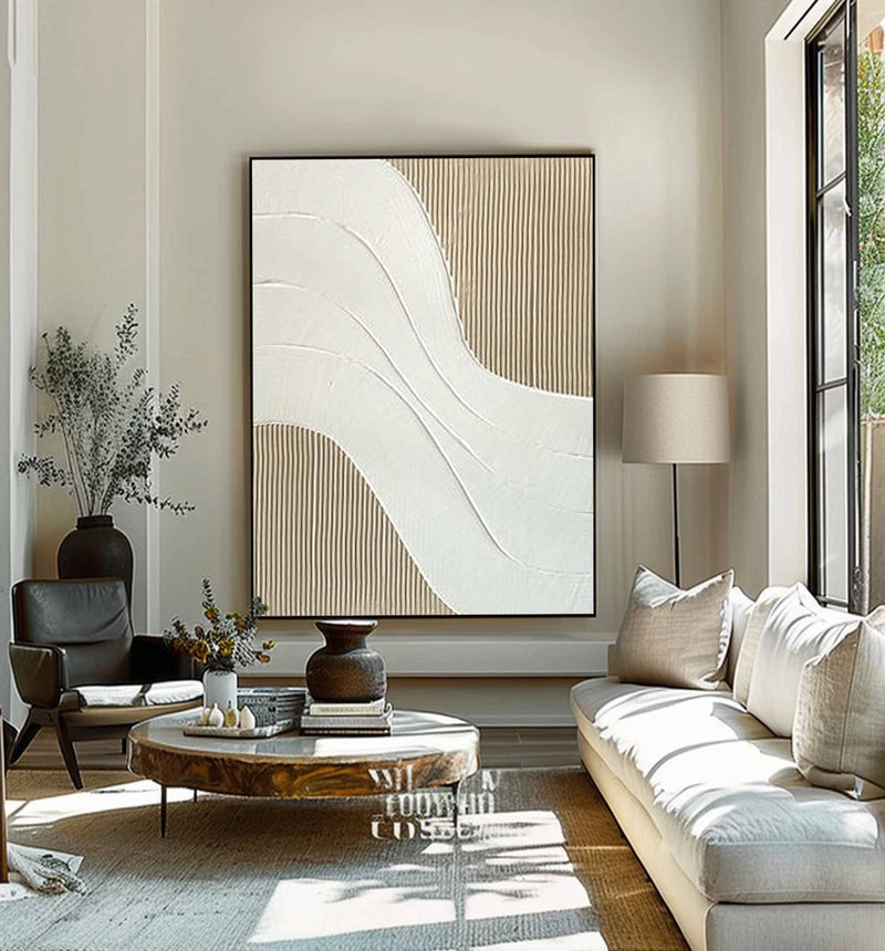 Large Beige white Wall Art Beige white Minimalist Art white Beige Canvas Art Large Beige Abstract Art