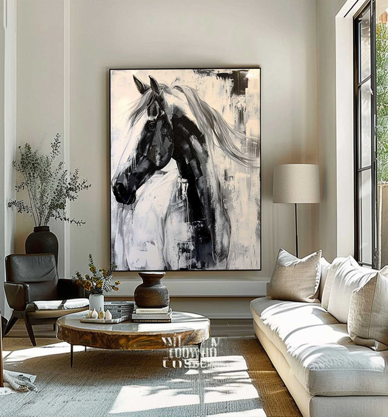 Horse head painting Horse Oil Painting Horse Abstract painting Animal Painting Hand-painted horse head painting