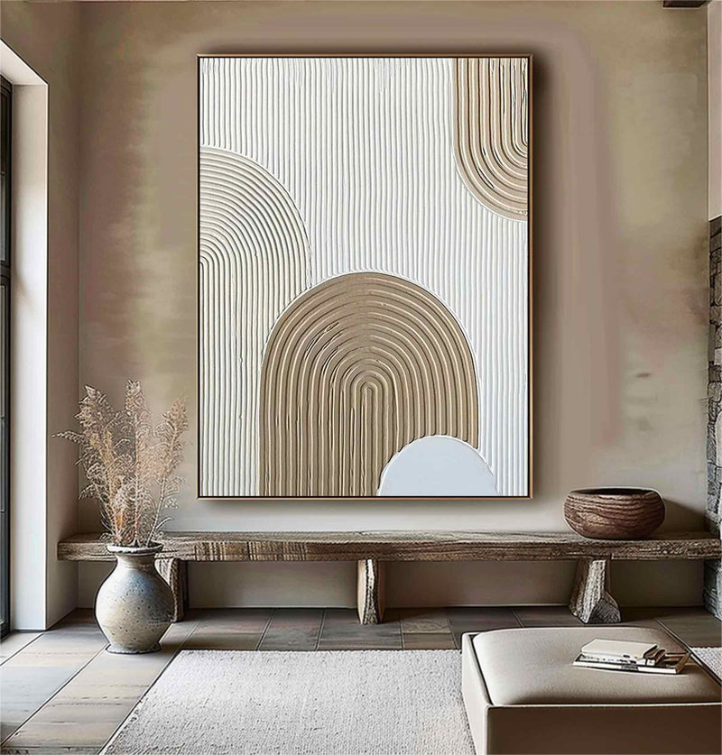 Large Beige Wall Art Beige  white Minimalist Art  white Beige Canvas Art Large Beige Abstract Art