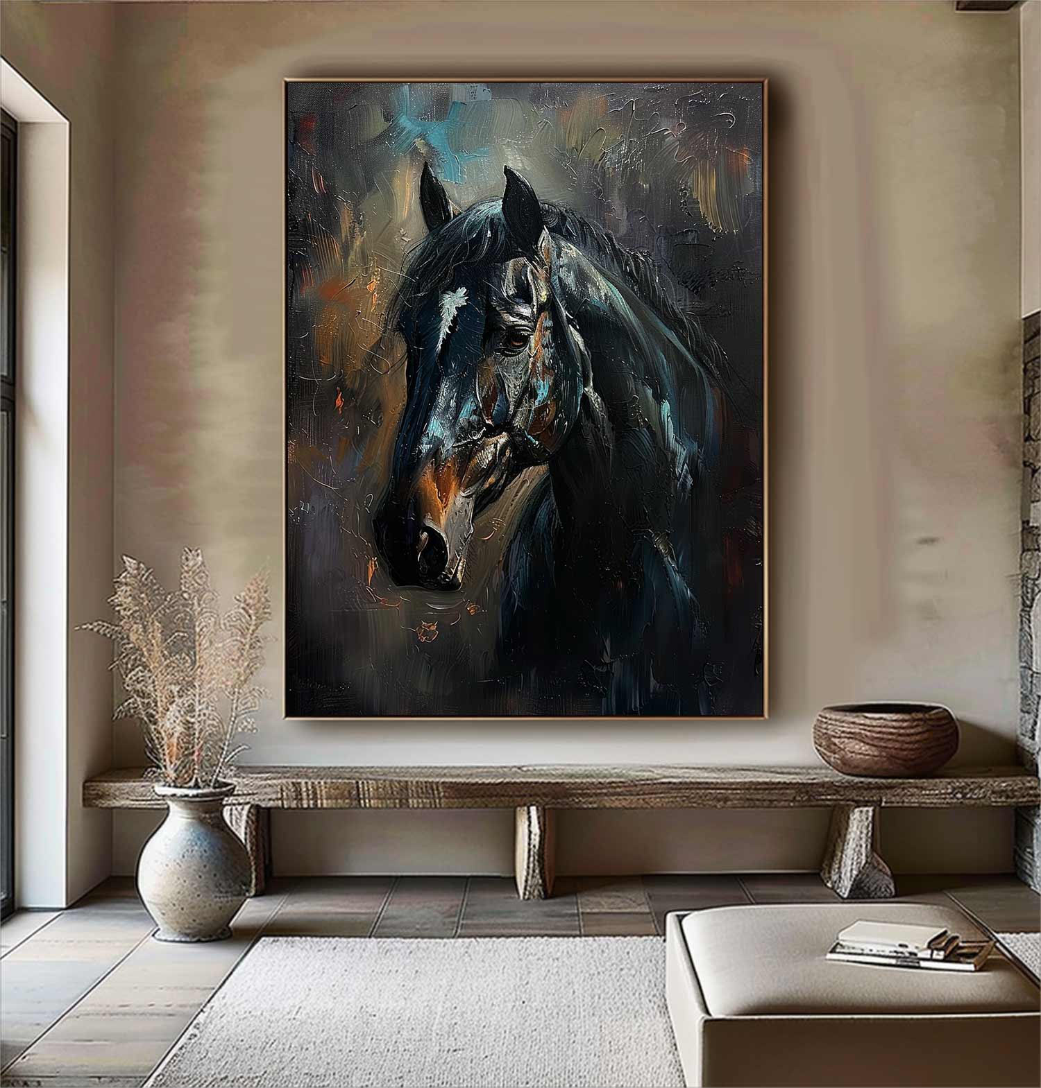 Horse Oil Painting Ferghana horse painting animal wall art Horse Head Painting Personalized Gifts