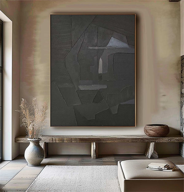 Black wall art Black textured wall art Black Arch Wall Art painting Large Black abstract wall art