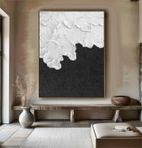 Large Black and white Abstract Painting Black and white wall art Black and white 3D Textured Painting