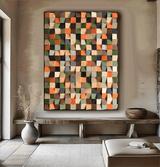 Colorful sculpture Textured Wall Decor Wood Block Art Geometric Wood Art Sculptured art Painting Geometric Wood Wall Art