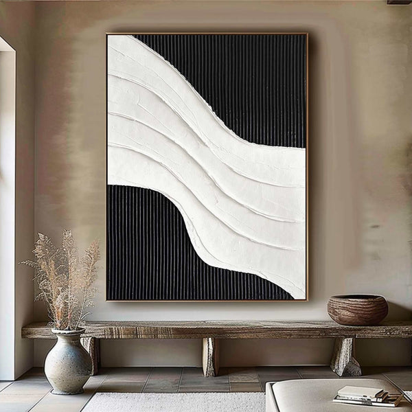 Black and white 3D Textured Painting Large Black and white Abstract Painting Black and white Minimalist art