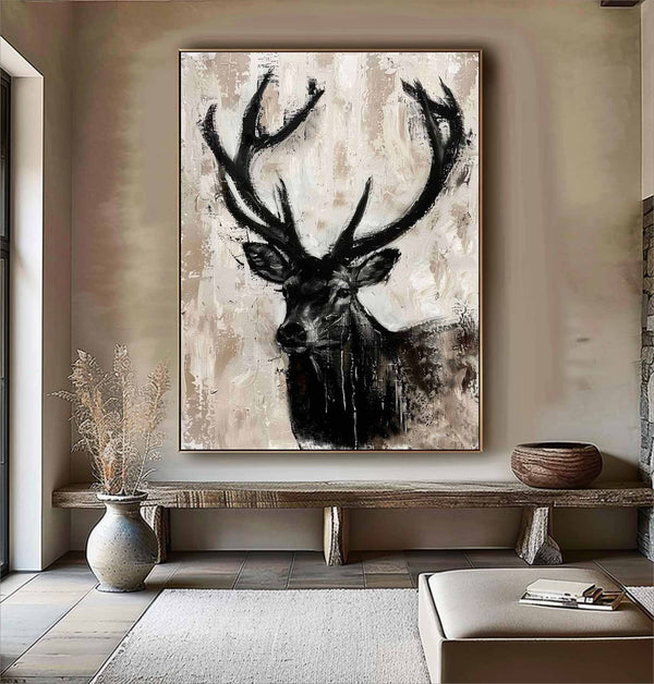 Deer Abstract Painting Deer Wall Art Animal Paintings Deer Canvas Wall Art 