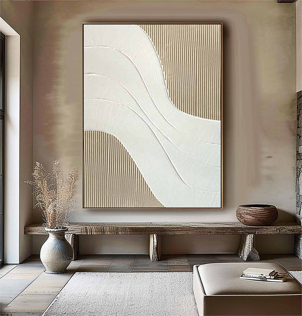 Large Beige white Wall Art Beige white Minimalist Art white Beige Canvas Art Large Beige Abstract Art