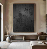 Black textured wall art Black Textured Painting Contemporary Black Abstract Painting