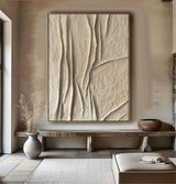 Beige canvas wall art Beige Minimalist Wall Art,Beige 3D Textured Painting,  Large Beige Textured Painting