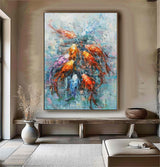 Koi Fish Oil Painting Goldfish Original Fine Art Animals Oil Artwork Fish Wall Art Decor