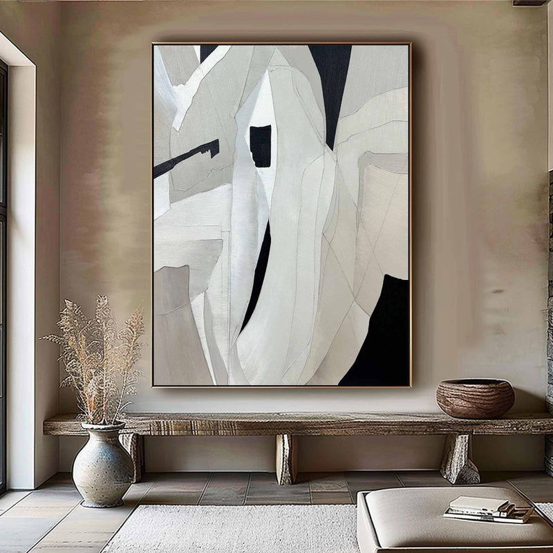 Beige and White canvas wall art Beige Minimalist Painting Beige Abstract art Beige wall Decor