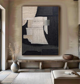 Large Black Abstract Painting Black and Beige abstract art Black and Beige Textured wall art