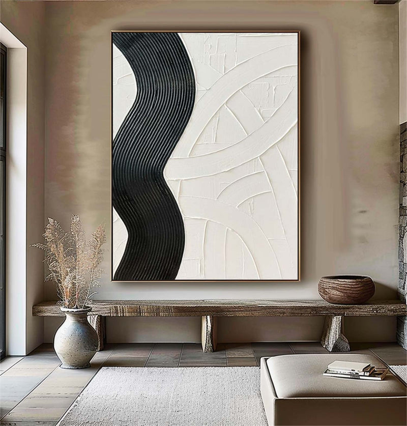 Black textured wall art Black and white Abstract art Black and white Painting Black and white wall art