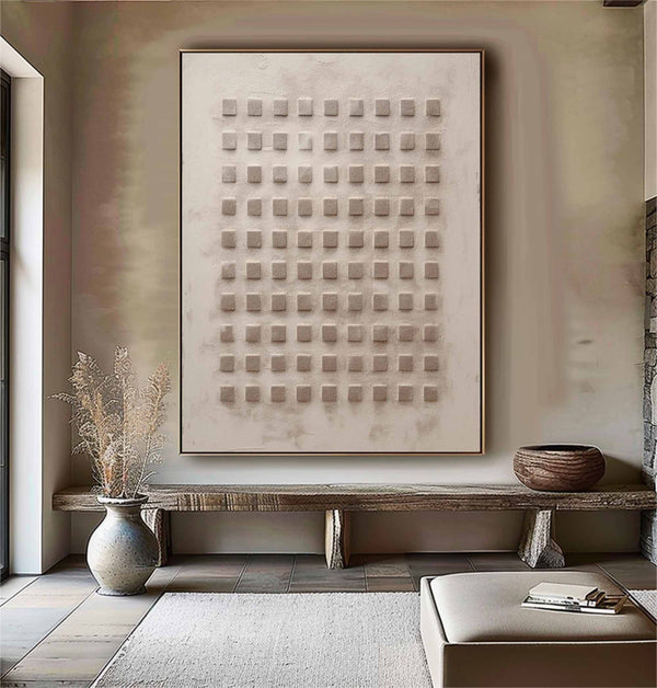 Beige canvas wall art Beige and brown Minimalist Painting Beige Abstract art Beige wall Decor