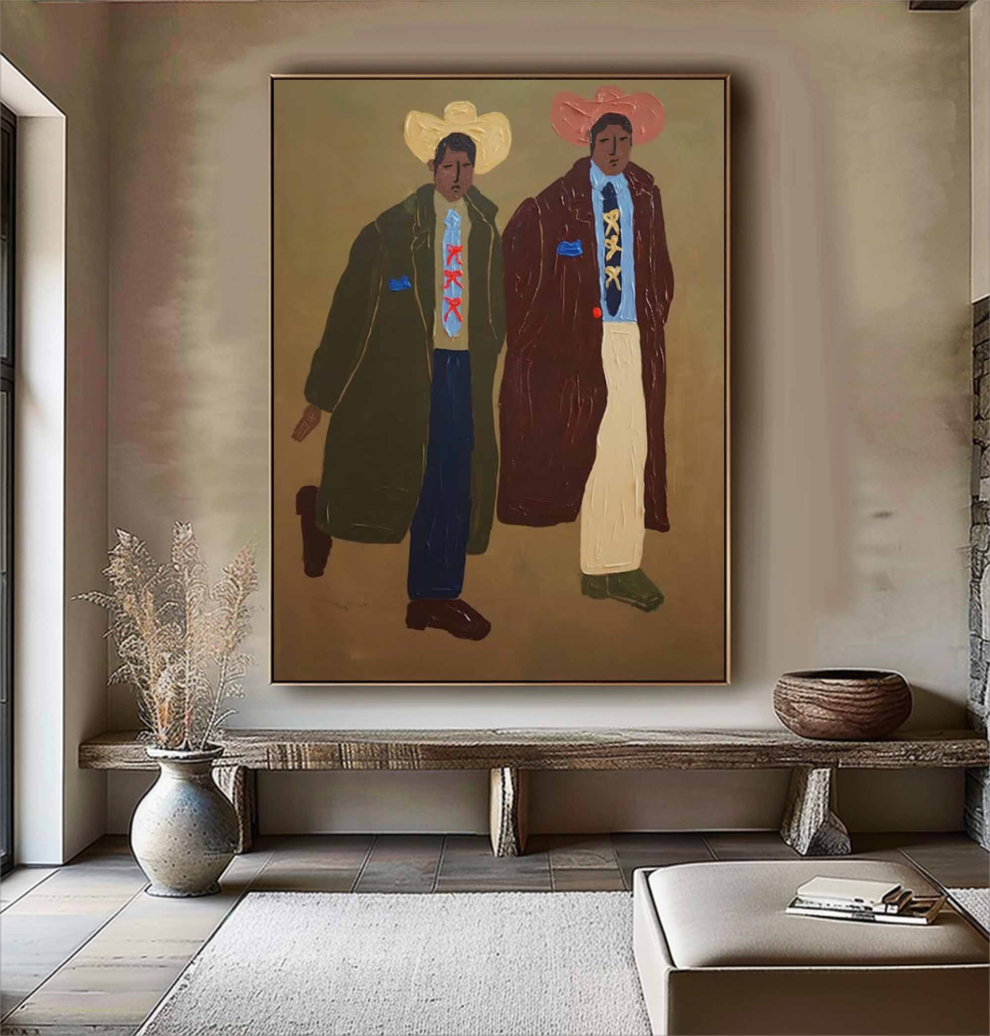 Retro fashion men portrait art decor Contemporary Figurative Art