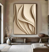 Beige sculpture Textured Wall Decor Beige Sculptured Wood Block Art Sculptured art Painting Geometric Wood Wall Art