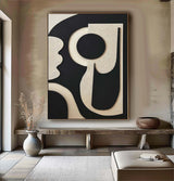 Black and Beige Minimalist Painting Black abstract Art Black Beige wall art Black Beige Painting