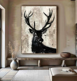 Deer wall decor Deer Canvas Wall Art Deer Abstract Painting Deer Painting