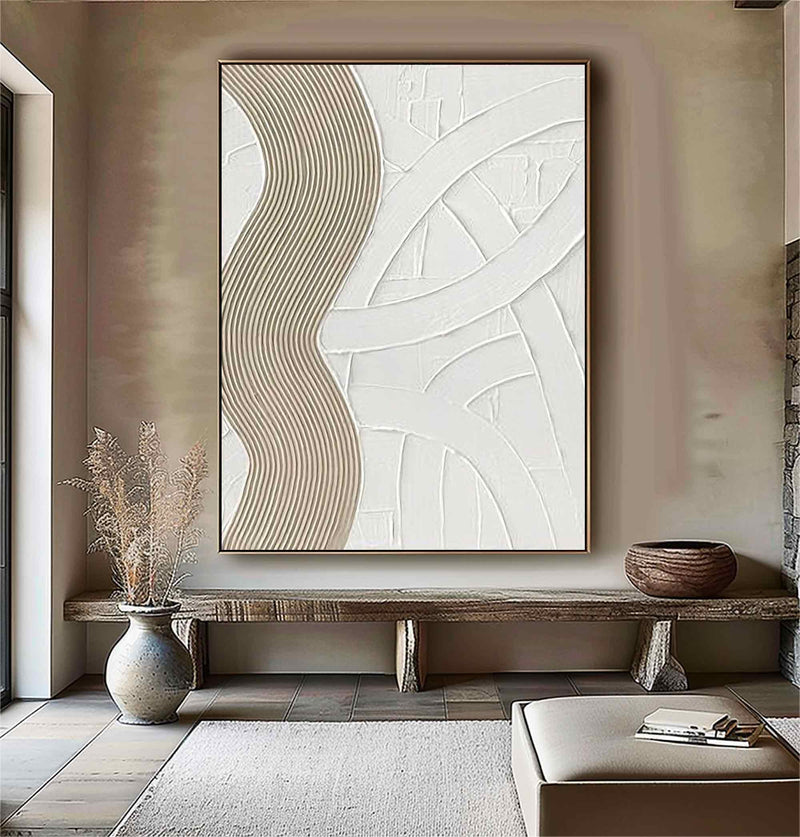 Large Beige white Wall Art Beige white Minimalist Art white Beige Canvas Art Large Beige Abstract Art