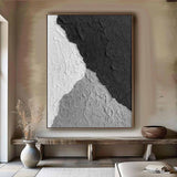 Large Black and white Abstract Painting Black and white wall art Black and white 3D Textured Painting