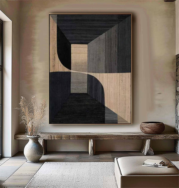 Black Textured Painting Black Minimalist Painting Large Black Abstract Painting Black wall art Black Abstract art