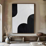 Large Black and white Abstract Painting Black and white wall art Black and white 3D Textured Painting