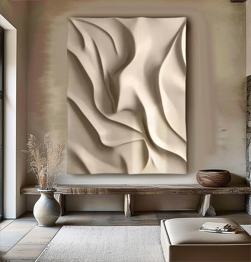 Beige sculpture Textured Wall Decor Beige Sculptured Wood Block Art Sculptured art Painting Geometric Wood Wall Art