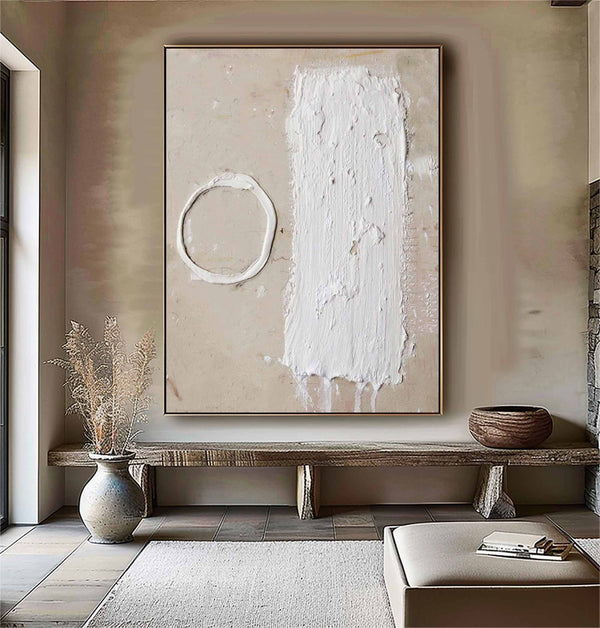 Beige and white canvas wall art Beige and white Minimalist Painting Beige Abstract art Beige and white wall Decor