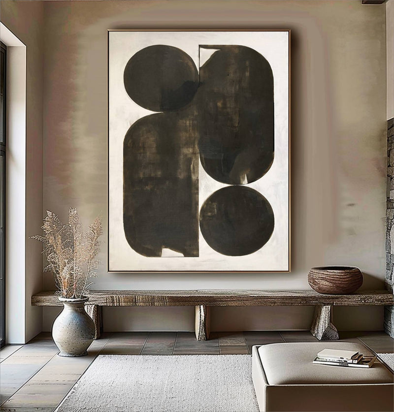 Black and Beige Minimalist Painting Black abstract Art Black Beige wall art Black Beige Painting