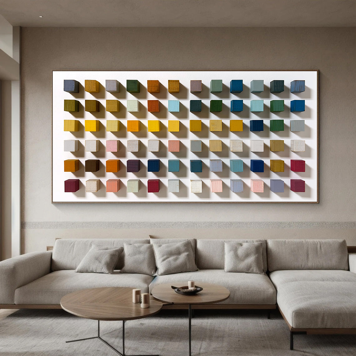 Wood 3D Textured Wall Art colorful Contemporary Wood Wall Decor 