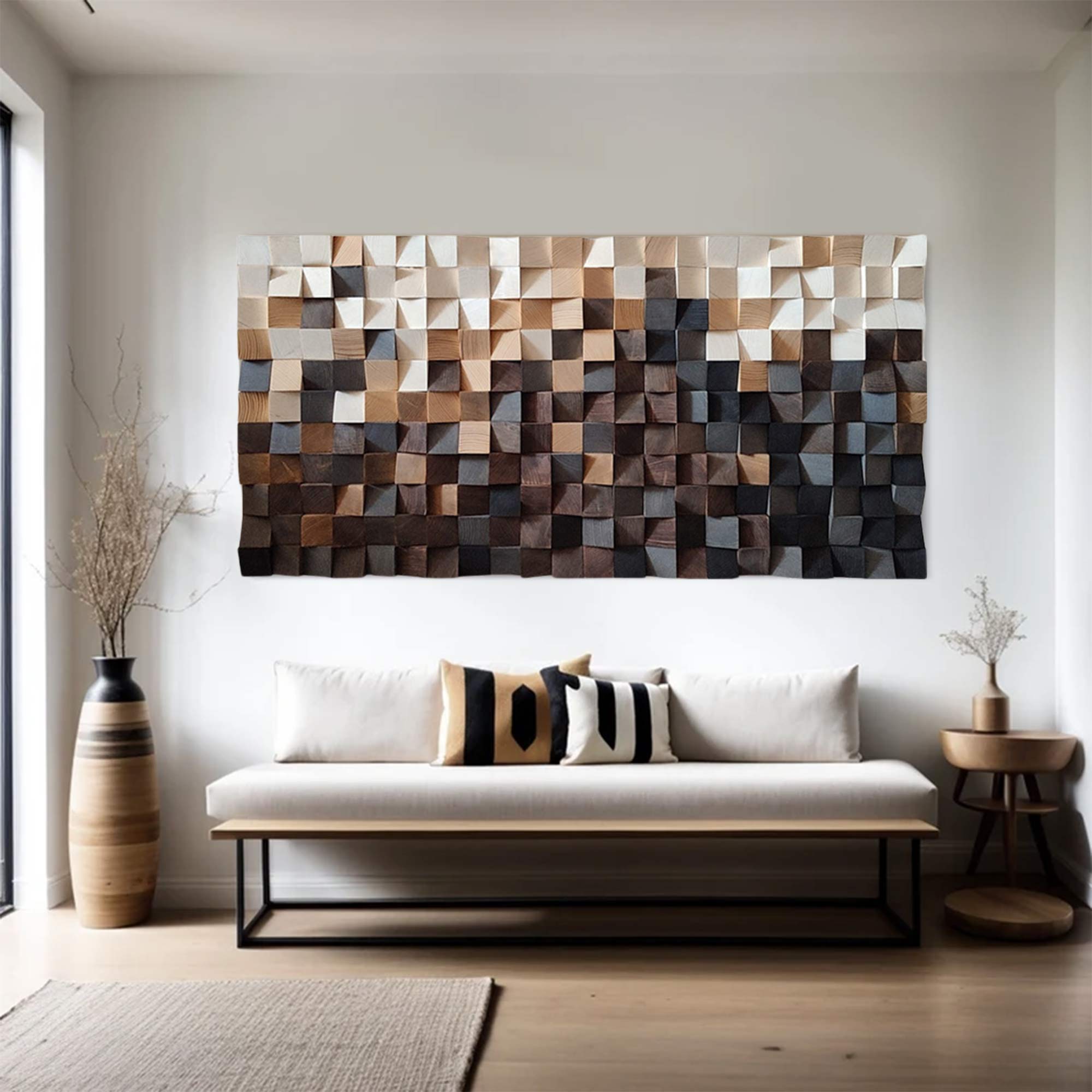 wood texture wall decor Geometric Wood Art: Textured Wall Sculpture
