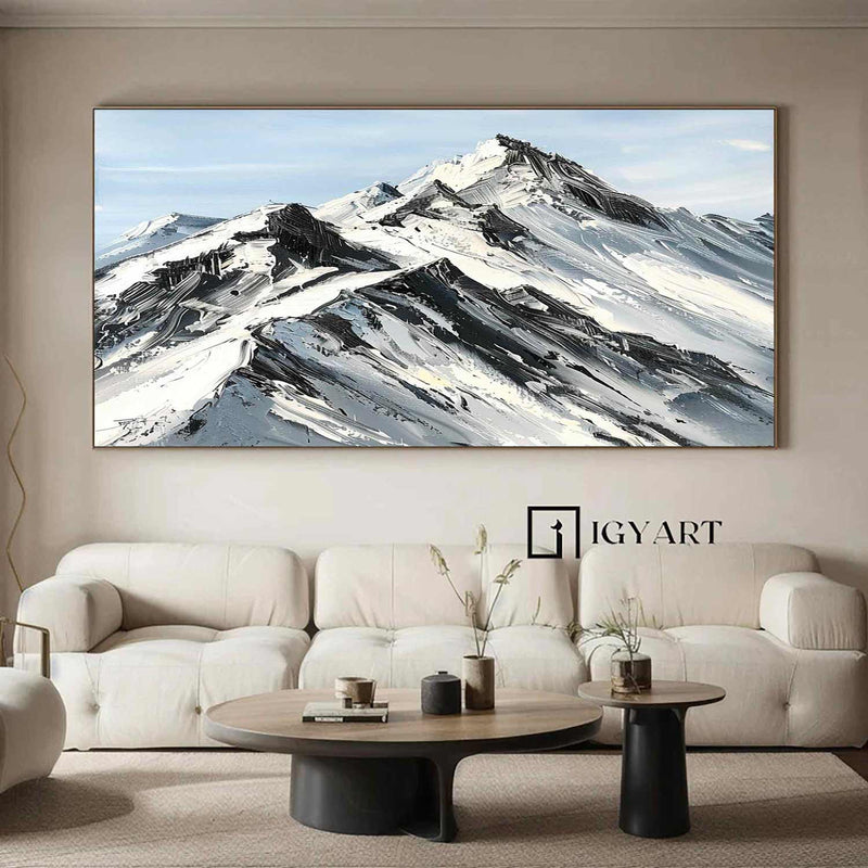 Abstract Snow Mountain Oil Painting Large Mountain Landscape Oil Painting for Living Room