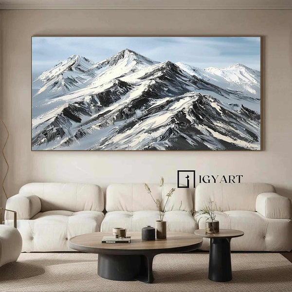  Snow Mountain Oil Painting Large Mountain Landscape Oil Painting for Living Room