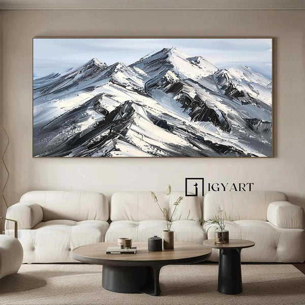 Abstract Snow Mountain Oil Painting Large Mountain Landscape Oil Painting for Living Room