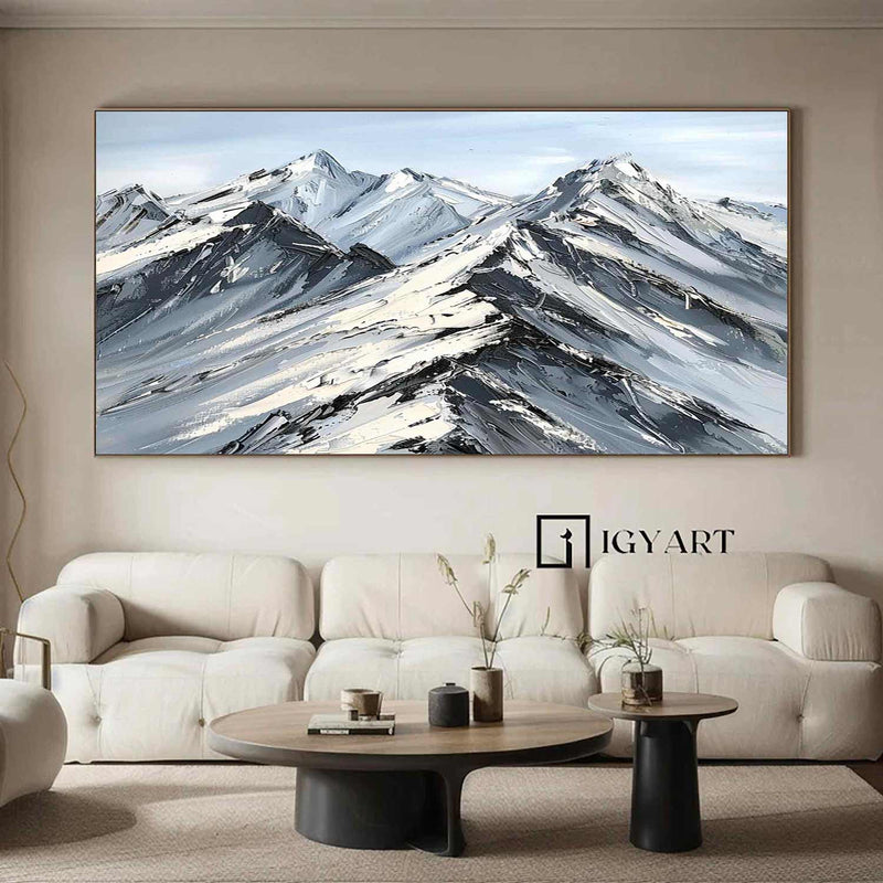 Abstract Snow Mountain Oil Painting Large Mountain Landscape Oil Painting for Living Room