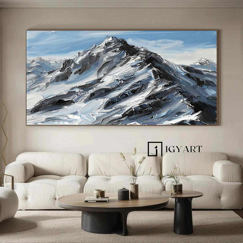 Snow Mountain Wall Art Large Original 3D White Mountain Painting Snow Mountain Painting Skiing Art