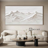 mountain painting white Snow mountain painting white Snow mountain textured wall art