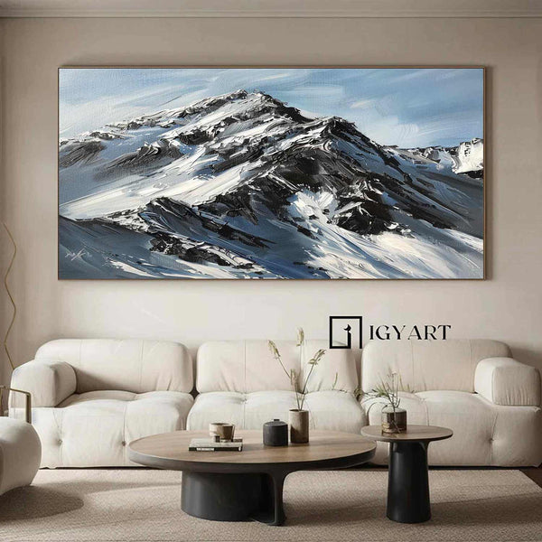 Snow Mountain Wall Art Large Original 3D White Mountain Painting Snow Mountain Painting Skiing Art