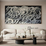 Large Black Abstract Painting Black abstract wall art Black and White Abstract Line Painting Black Minimalist Painting