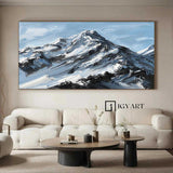 Large Original 3D White Mountain Painting Snow Mountain Wall Art Snow Mountain Painting Skiing Art