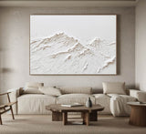 white Snow mountain painting white textured wall art white plaster art