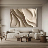 Wood carving wall art Art Beige Sculptured art Painting sculpture Abstract 3D Textured Wall Art