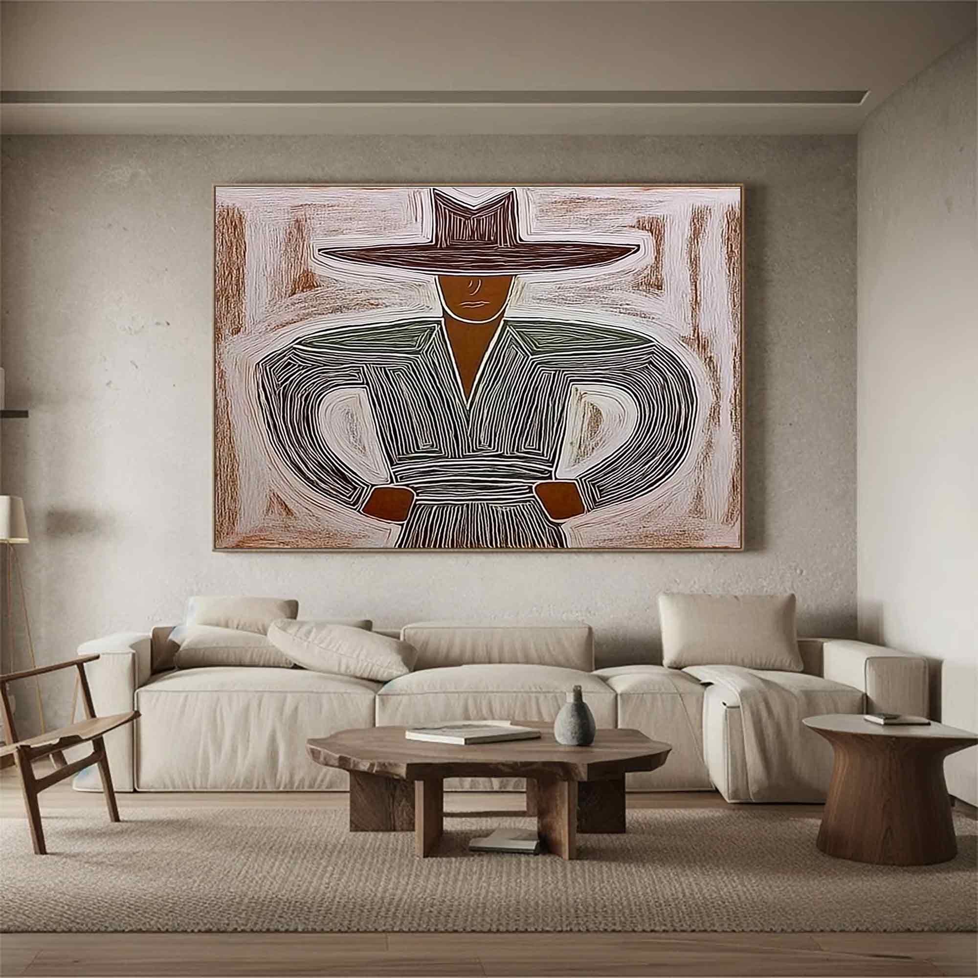 Abstract cowboy wall art Boho western abstract art modern cowboy art