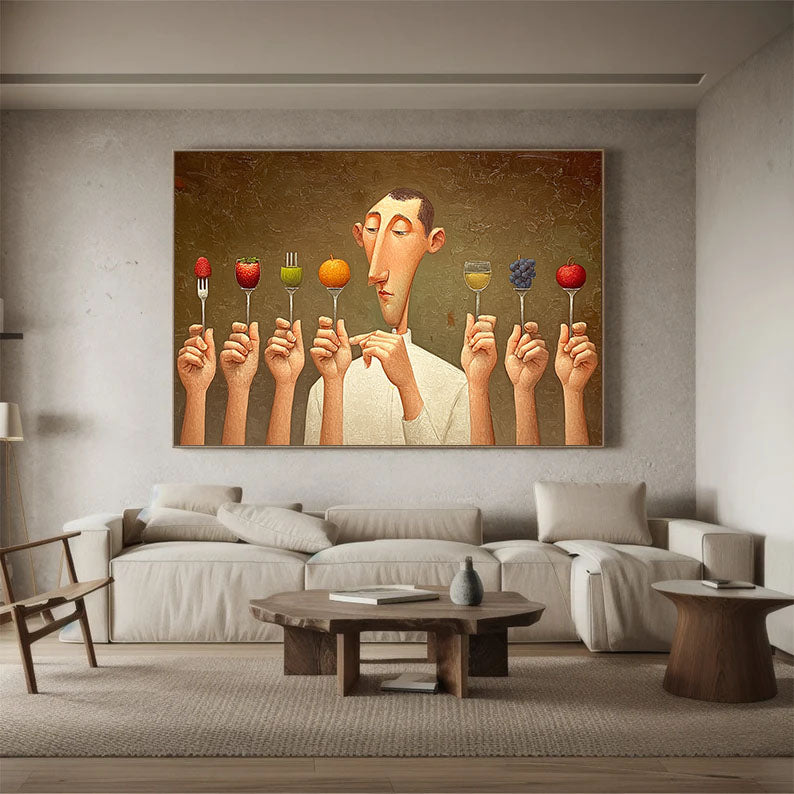 Large Wall Decor for Foodie Gift. Kitchen Wall Art Painting on Canvas, Modern Dining Room Art
