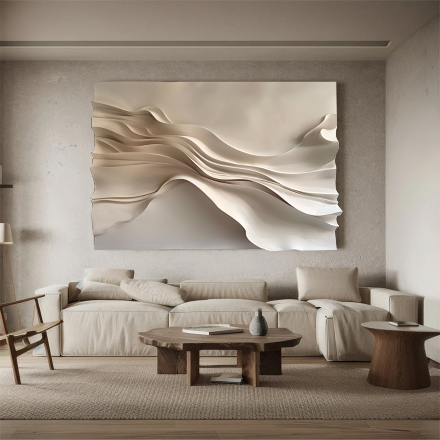 Hand-Painted Wood Carving Wall Art 3D Textured Sculpture wall art